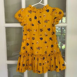 Janie and Jack Girls size 4 ruffle flower dress yellow and blue